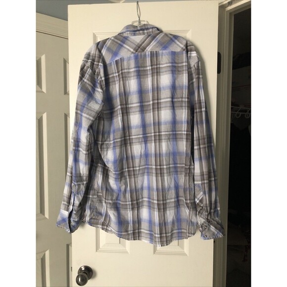 BKE Shirt Men’s XL Blue Plaid Athletic Fit Pearl Snap Long Sleeve Western - Picture 6 of 7